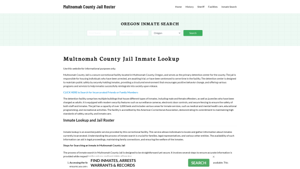 Multnomah County Jail Roster Lookup, OR, Inmate Search