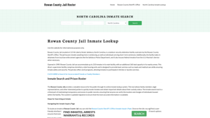 Rowan County Jail Roster Lookup, NC, Inmate Search