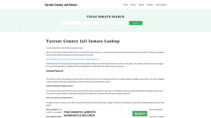 Tarrant County Jail Roster Lookup, TS, Inmate Search