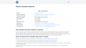 Texas Inmate Search - TX DOC Inmate Locator