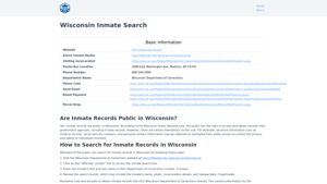 Wisconsin Inmate Search - WI DOC Inmate Locator