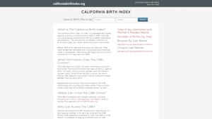 California Birth Index | CaliforniaBirthIndex.org