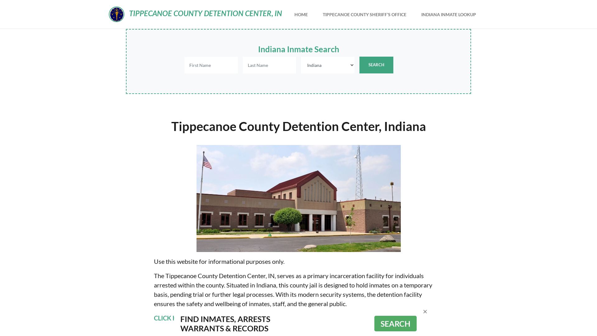 Tippecanoe County Detention Center, IN Inmate Roster, Offender Search