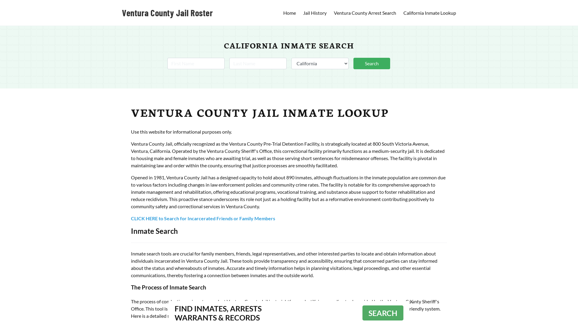 Ventura County Jail Roster Lookup, CA, Inmate Search