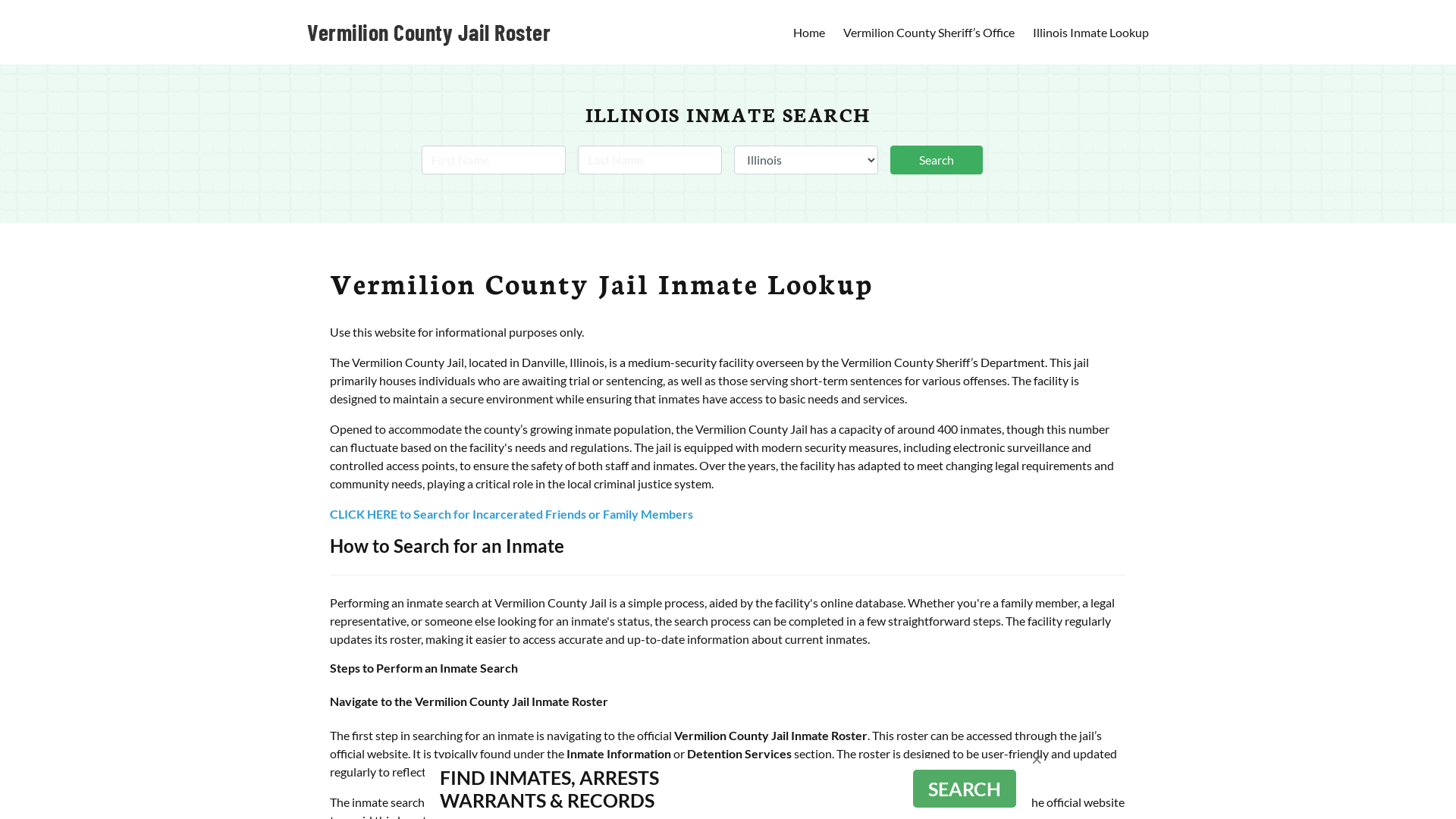 Vermilion County Jail Roster Lookup, IL, Inmate Search