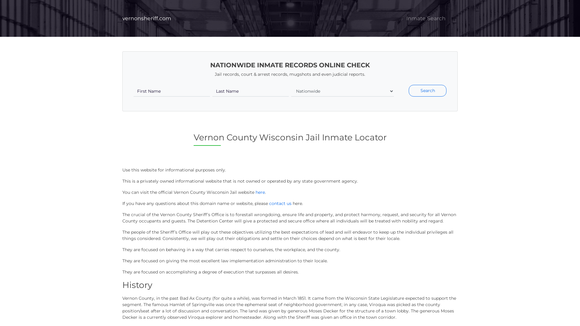 About Vernon County Sheriff’s Office and Jail, Wisconsin