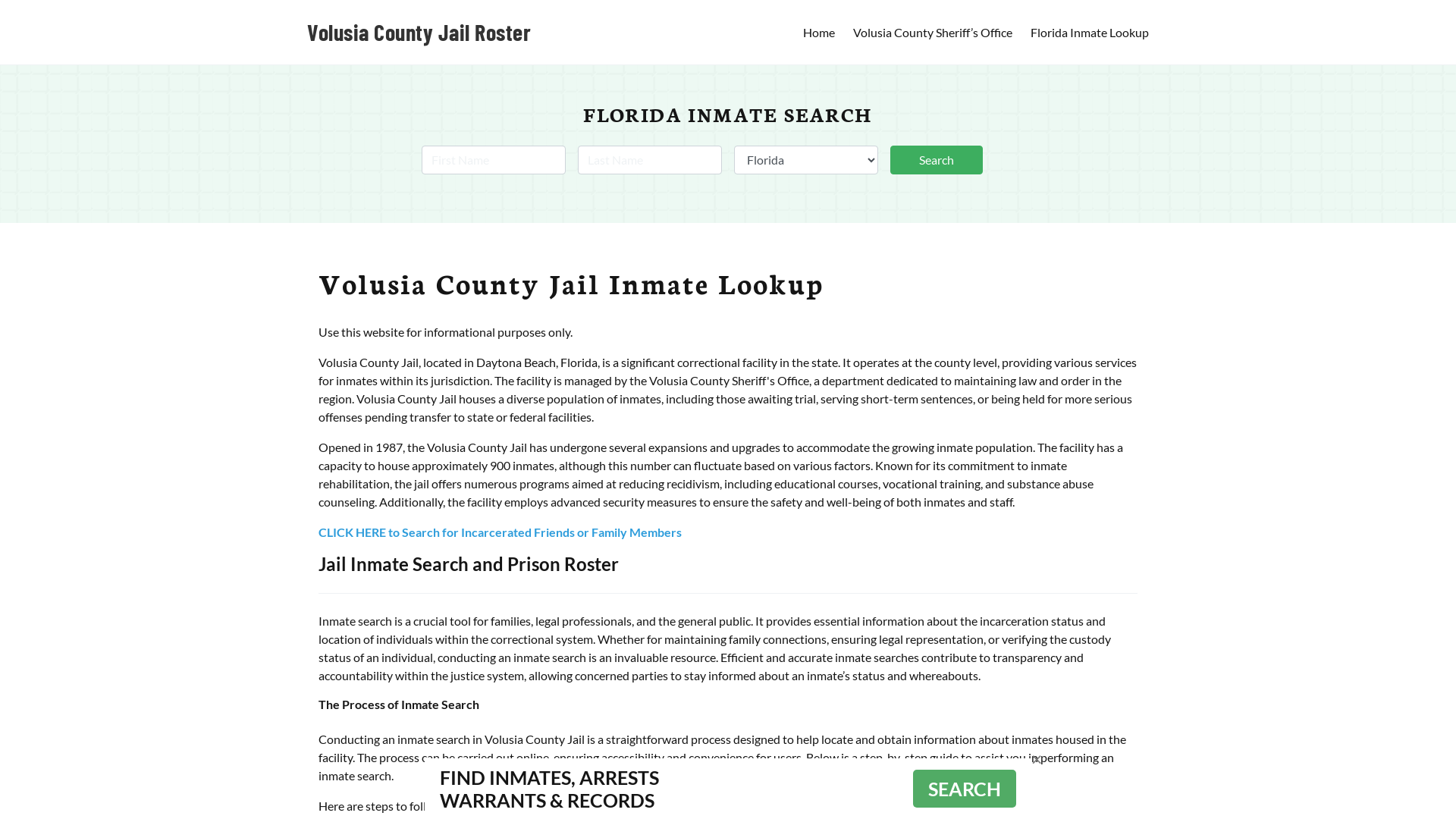 Volusia County Jail Roster Lookup, FL, Inmate Search