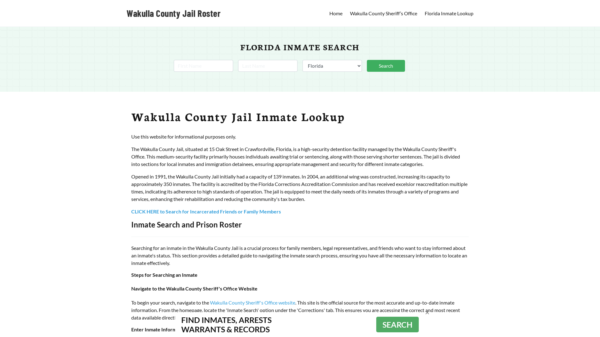 Wakulla County Jail Roster Lookup, FL, Inmate Search