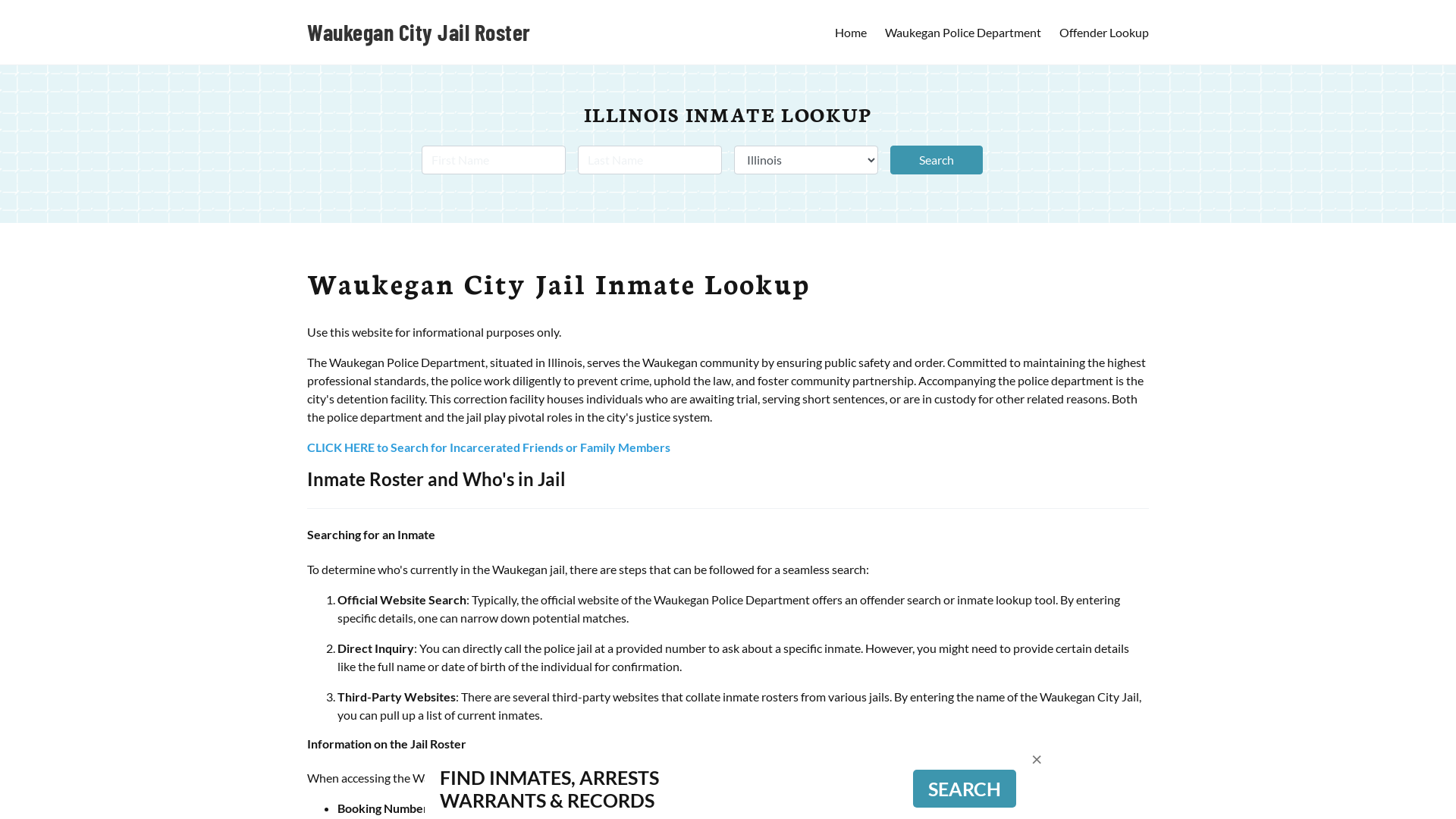 Waukegan City Jail, IL Inmate Search, Jail Roster, Bookings