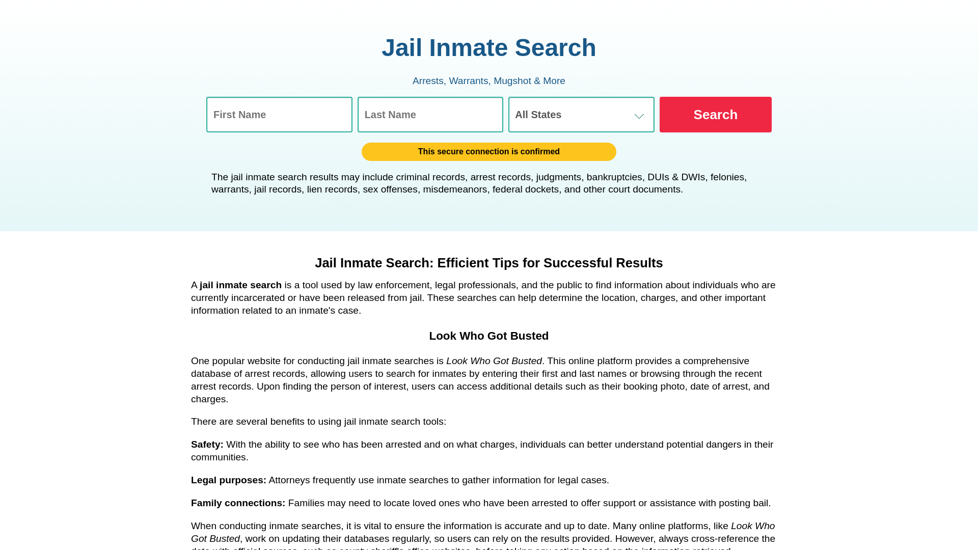 Jail Inmate Search