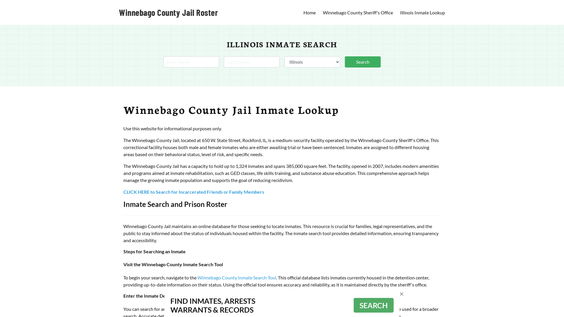 Winnebago County Jail Roster Lookup, IL, Inmate Search