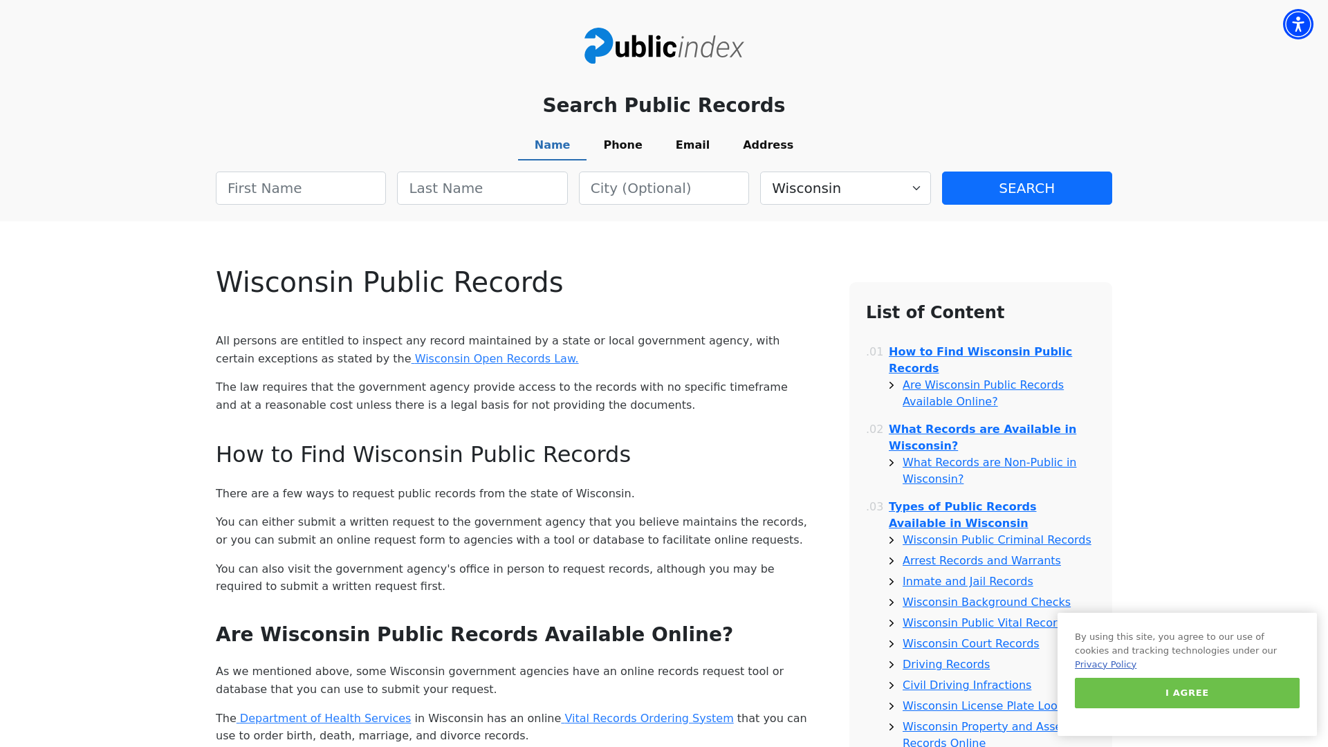 Wisconsin Public Records Online - ThePublicIndex