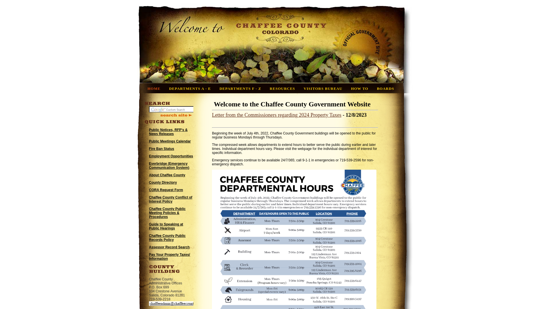 Welcome to the Official Government Website of Chaffee County, CO