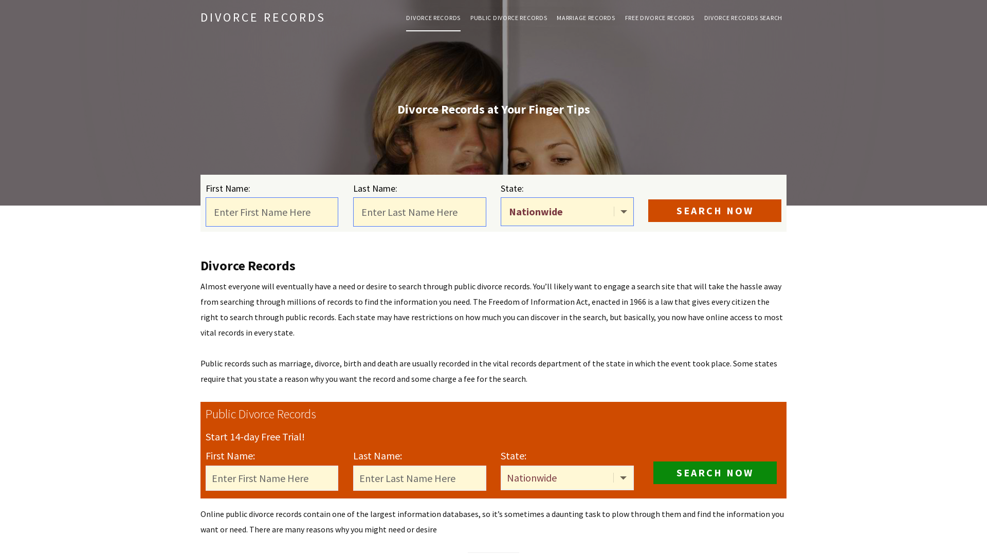 Divorce Records | Enter Name & Search | 14Days Free