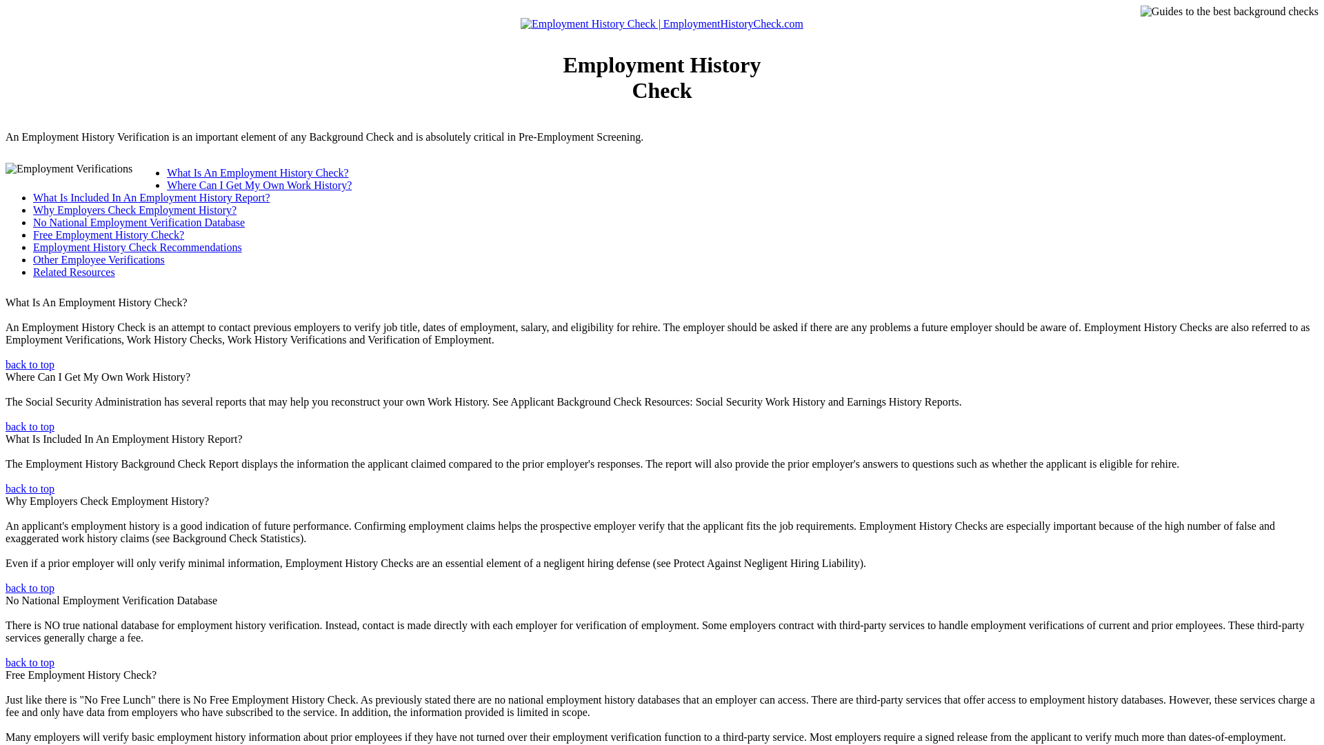 Employment History Check, Employment Background Checks