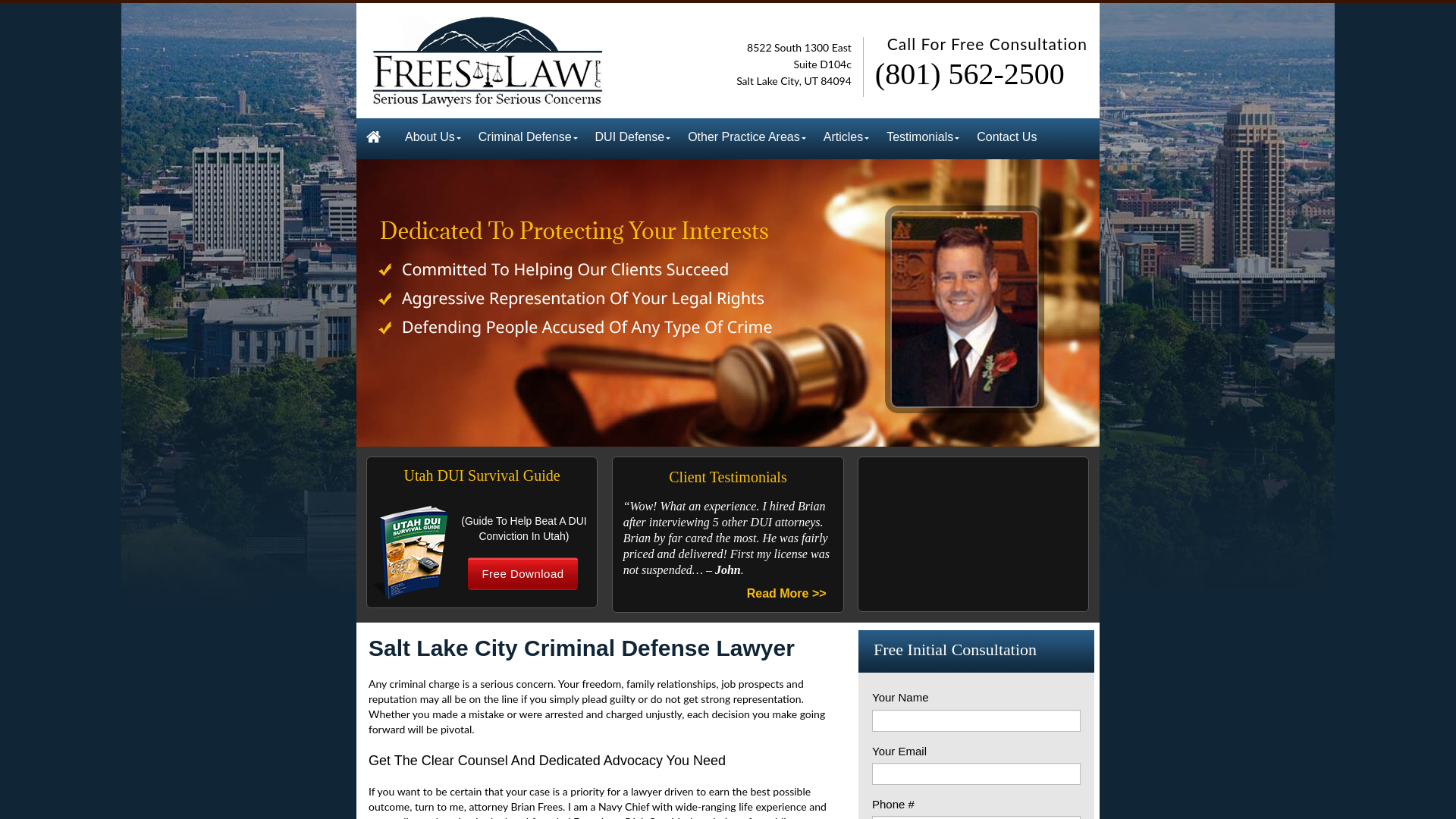 Salt Lake City Criminal Defense Lawyer -  Frees Law, P.L.L.C. | Salt Lake City, Utah | (877) 765-0165