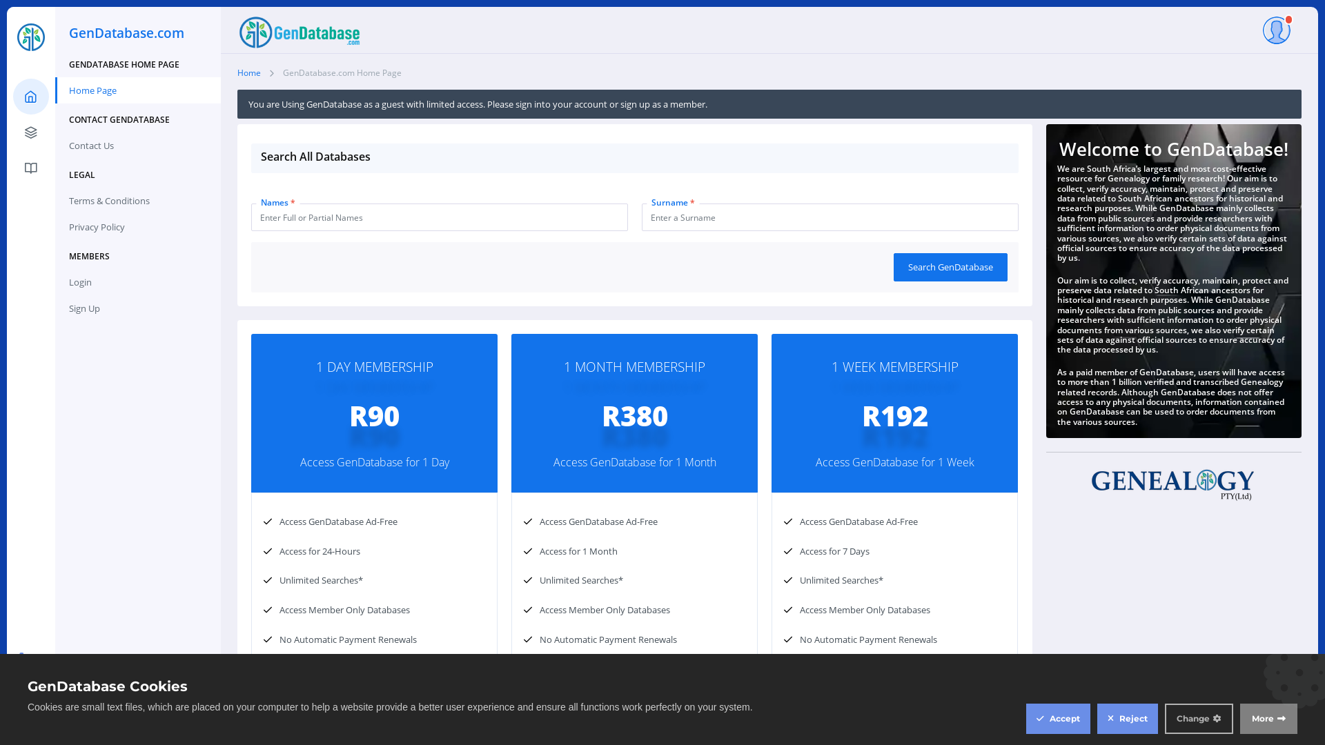 GenDatabase.com - South African Genealogy & Research