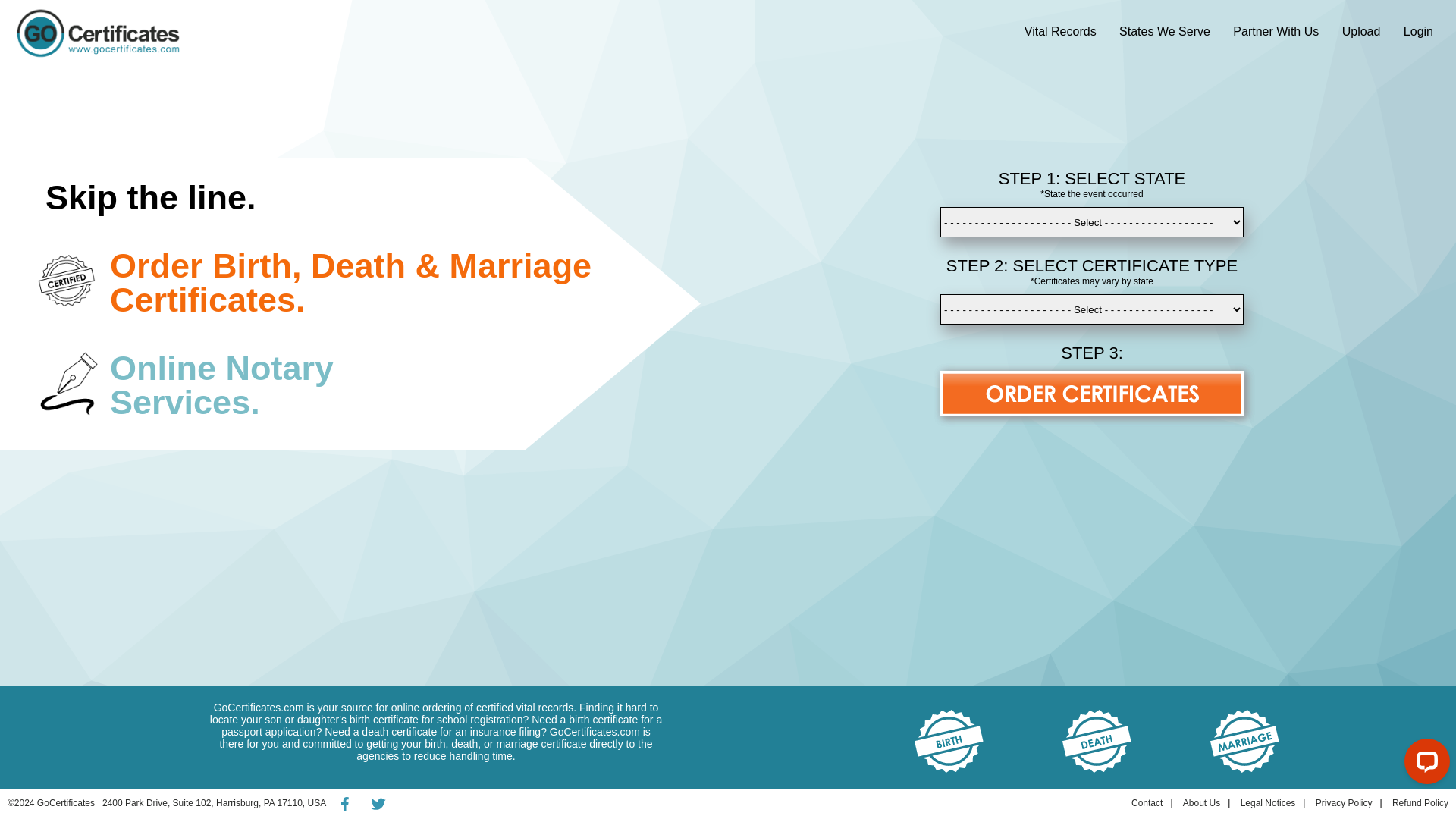 Birth Certificates | Death Certificates | GoCertificates.com