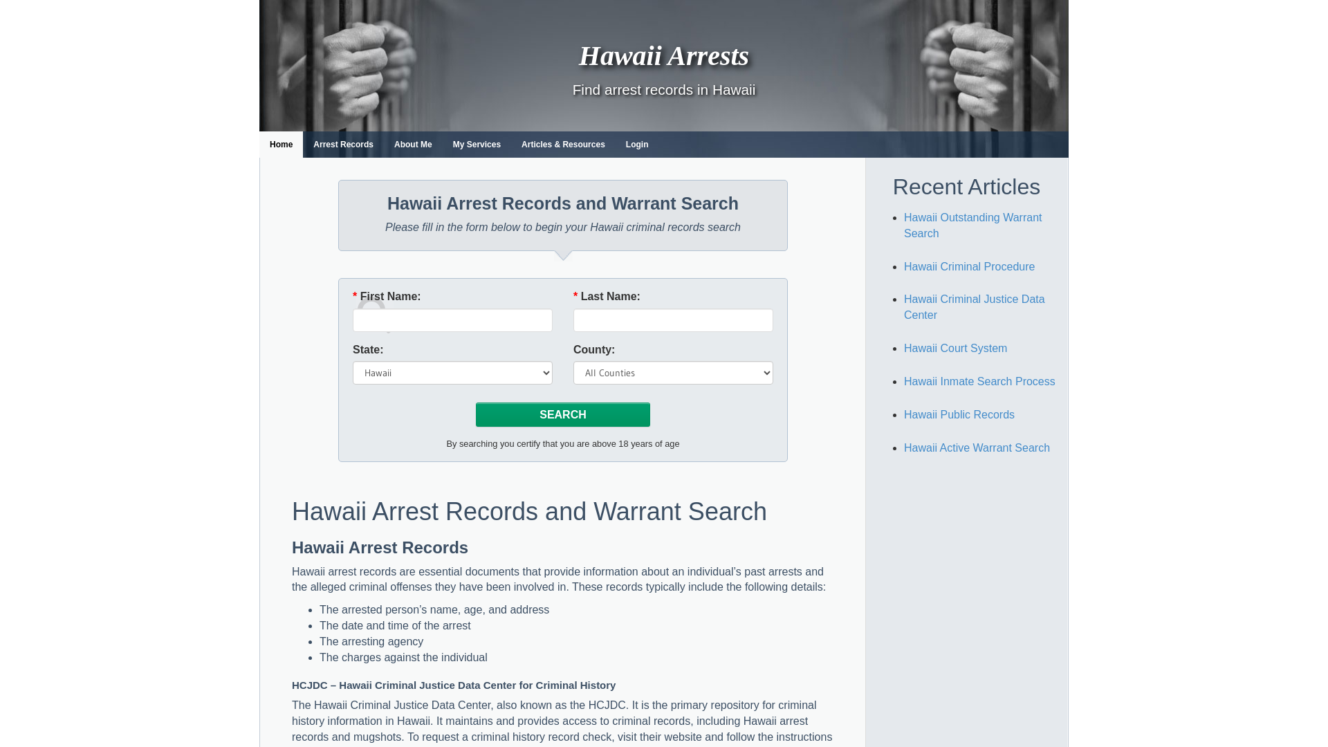 Hawaii Arrest Records and Warrant Search