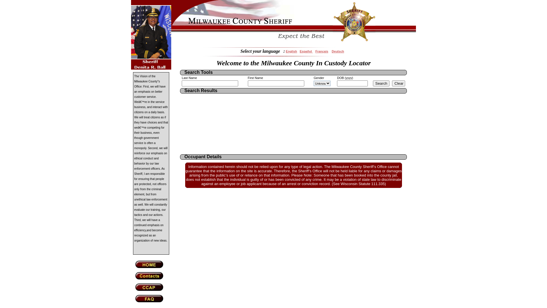 :: Milwaukee County Sheriff :: In Custody Locator