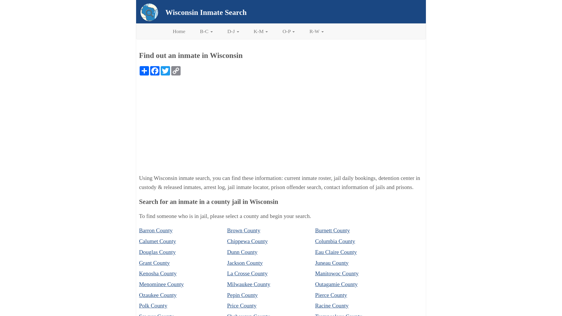 Wisconsin Inmate Search