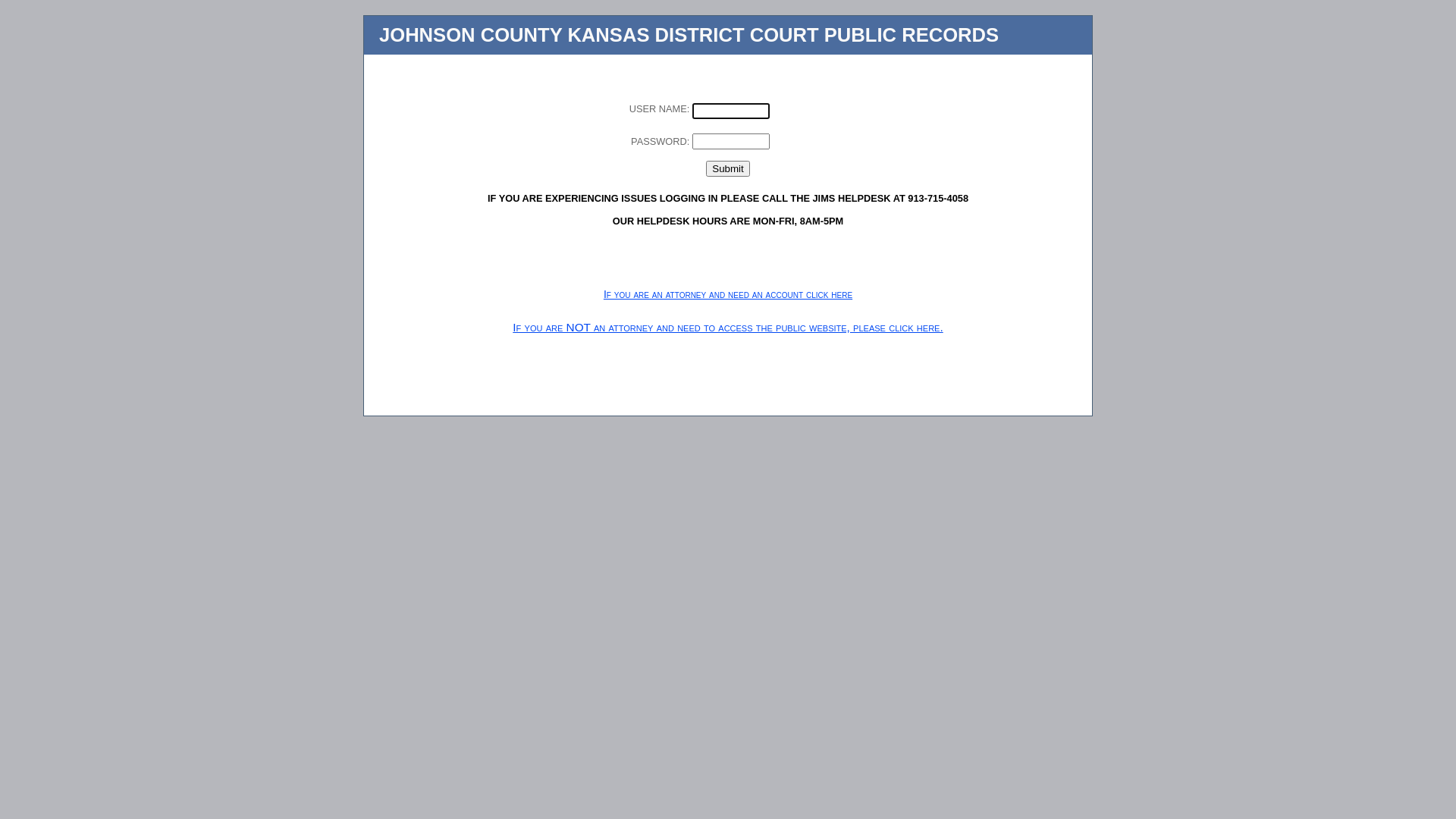 Johnson County, Kansas District Court Public Records Home Page