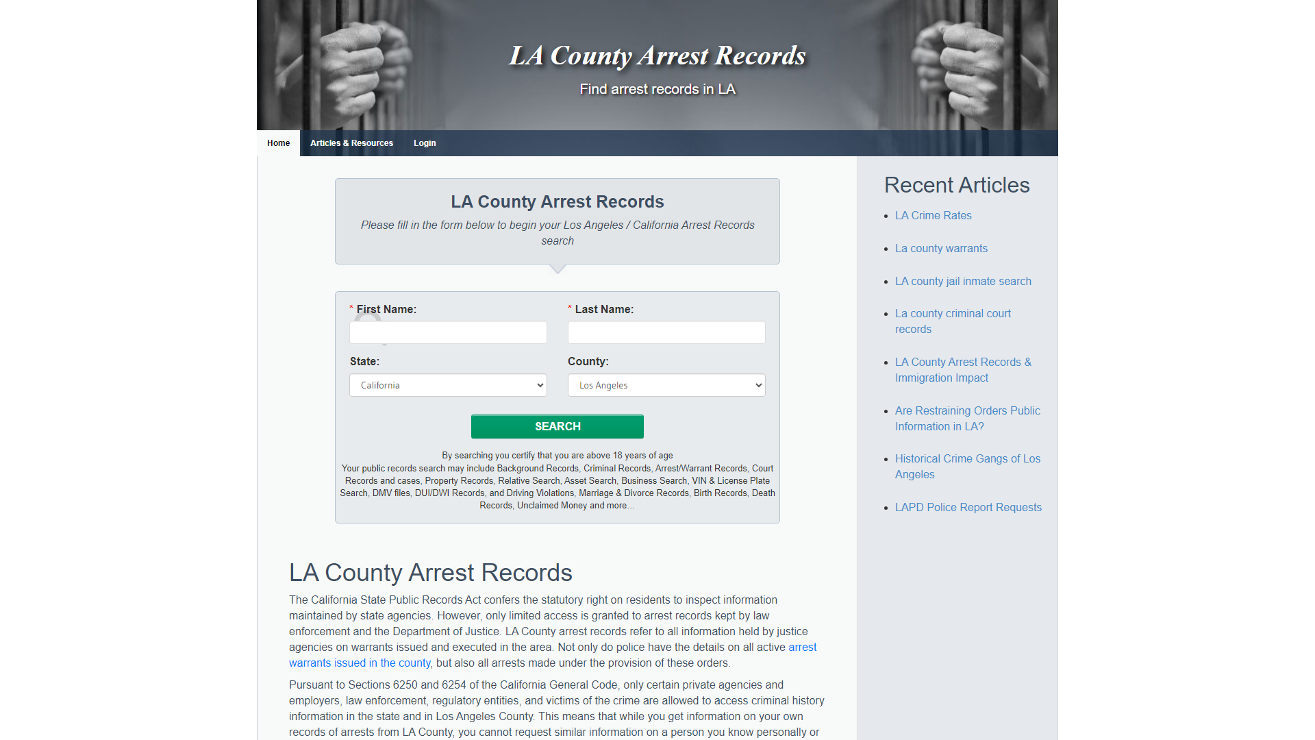 LA County Arrest Records - Easy and secure search