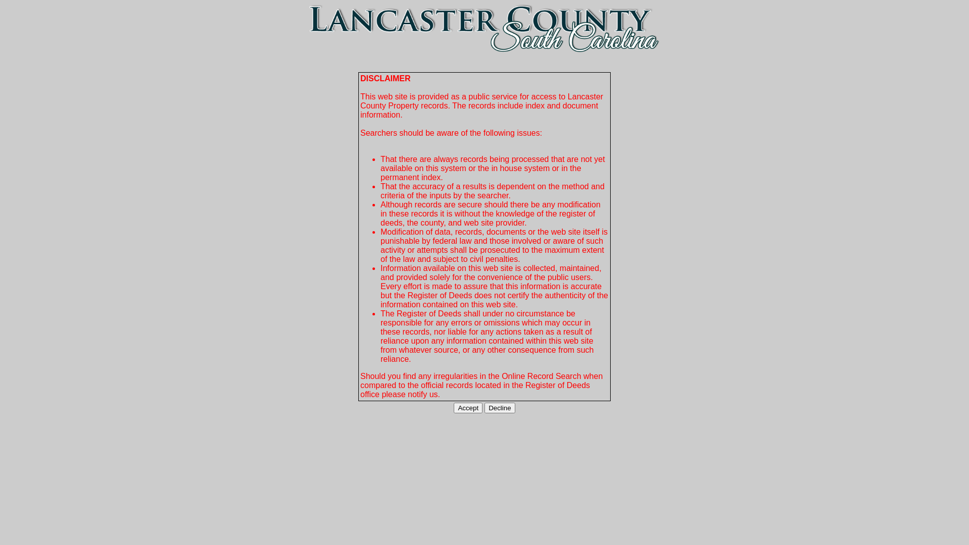 Lancaster County Online Record System