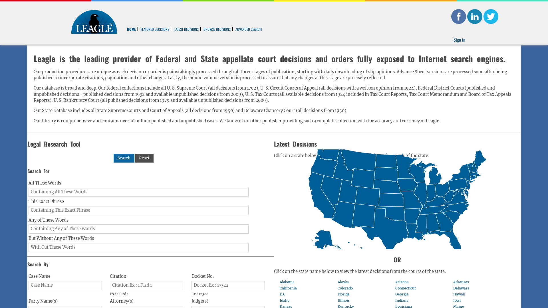 The place to find U. S. Law, Lawyers and Opinions