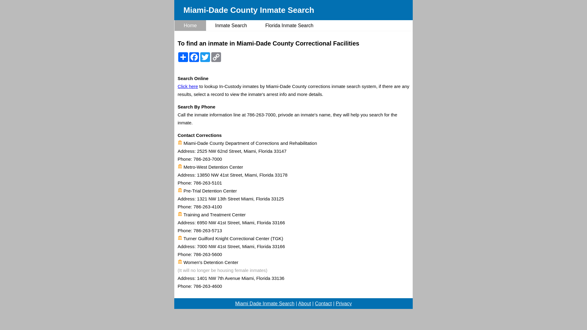 Miami-Dade County Inmate Search