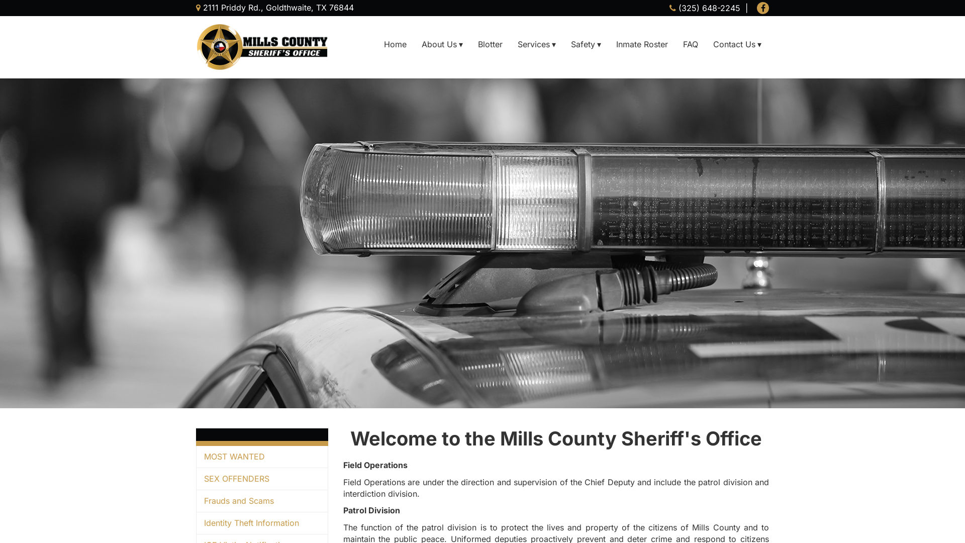 Welcome to the Mills County Sheriff