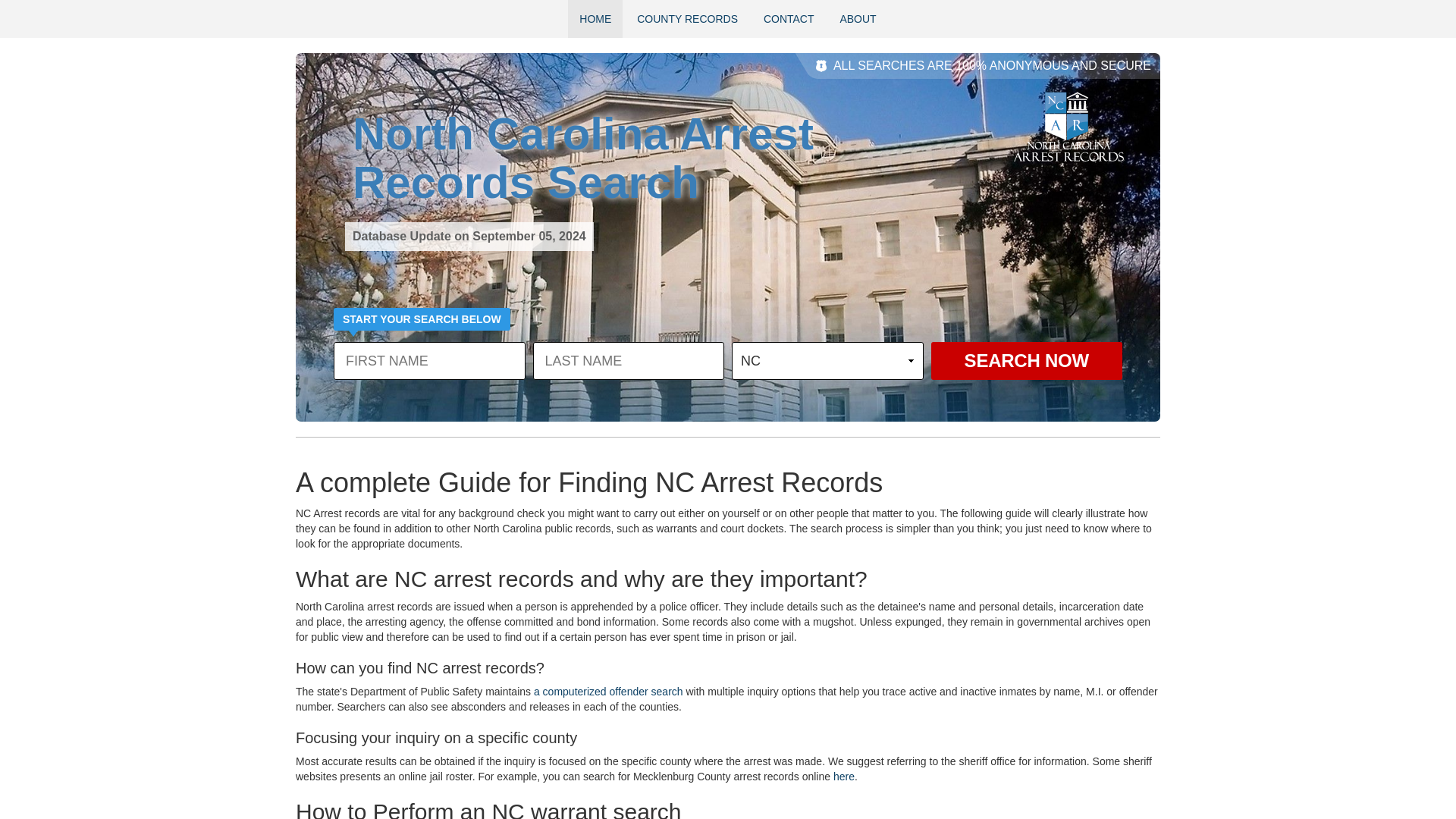 North Carolina Arrest Records Search