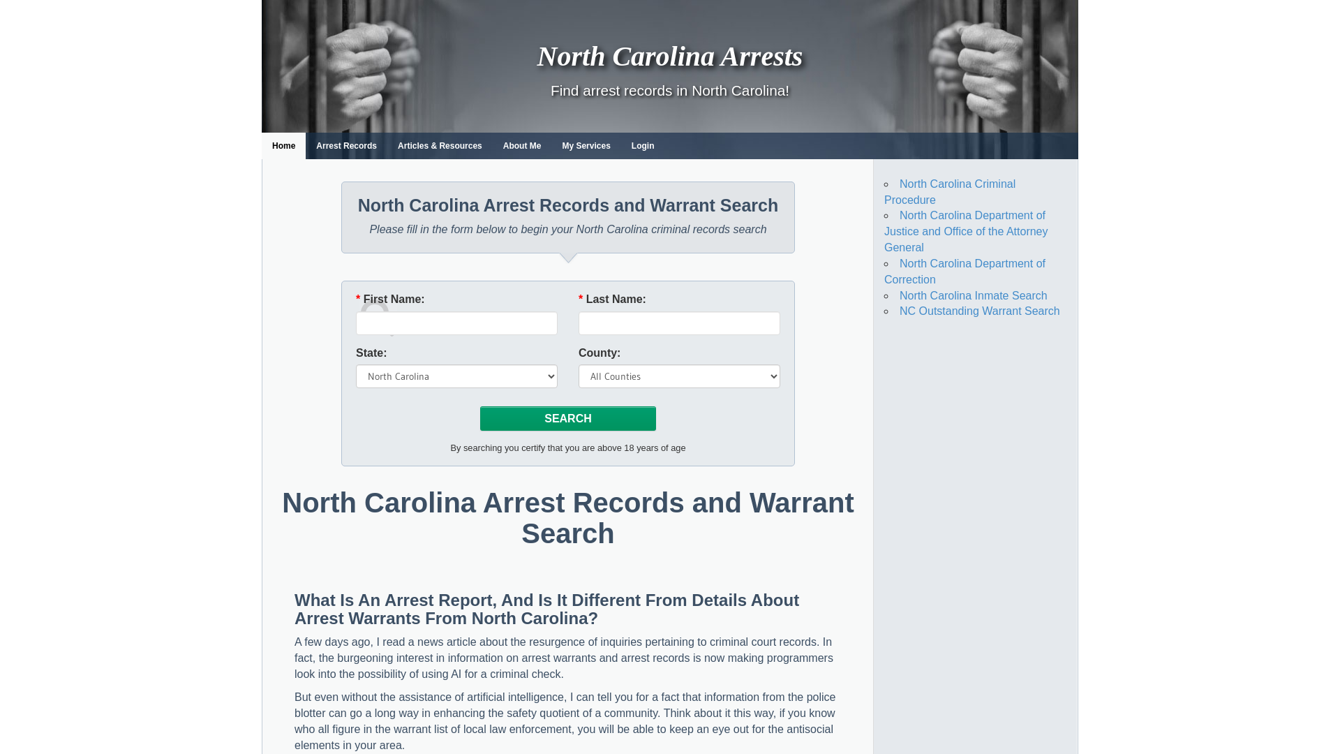 North Carolina Arrest Records and Warrant Search