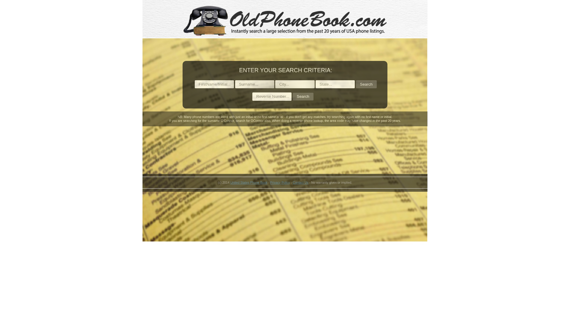 Old Phone Book .com - Historical Phonebook search by name or
number