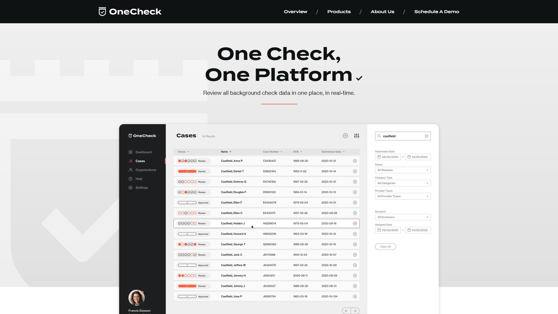 OneCheck - Review all background check data in one place