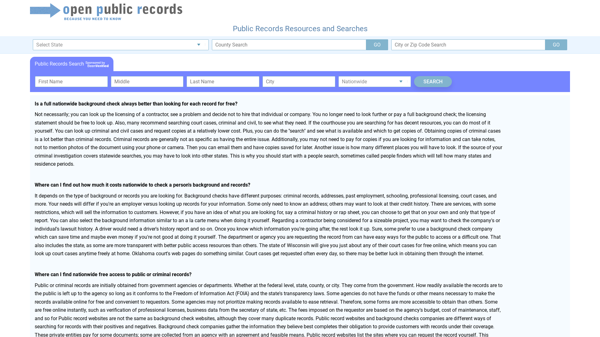 Open Public Search for Criminal Records, Arrests and Court Filings