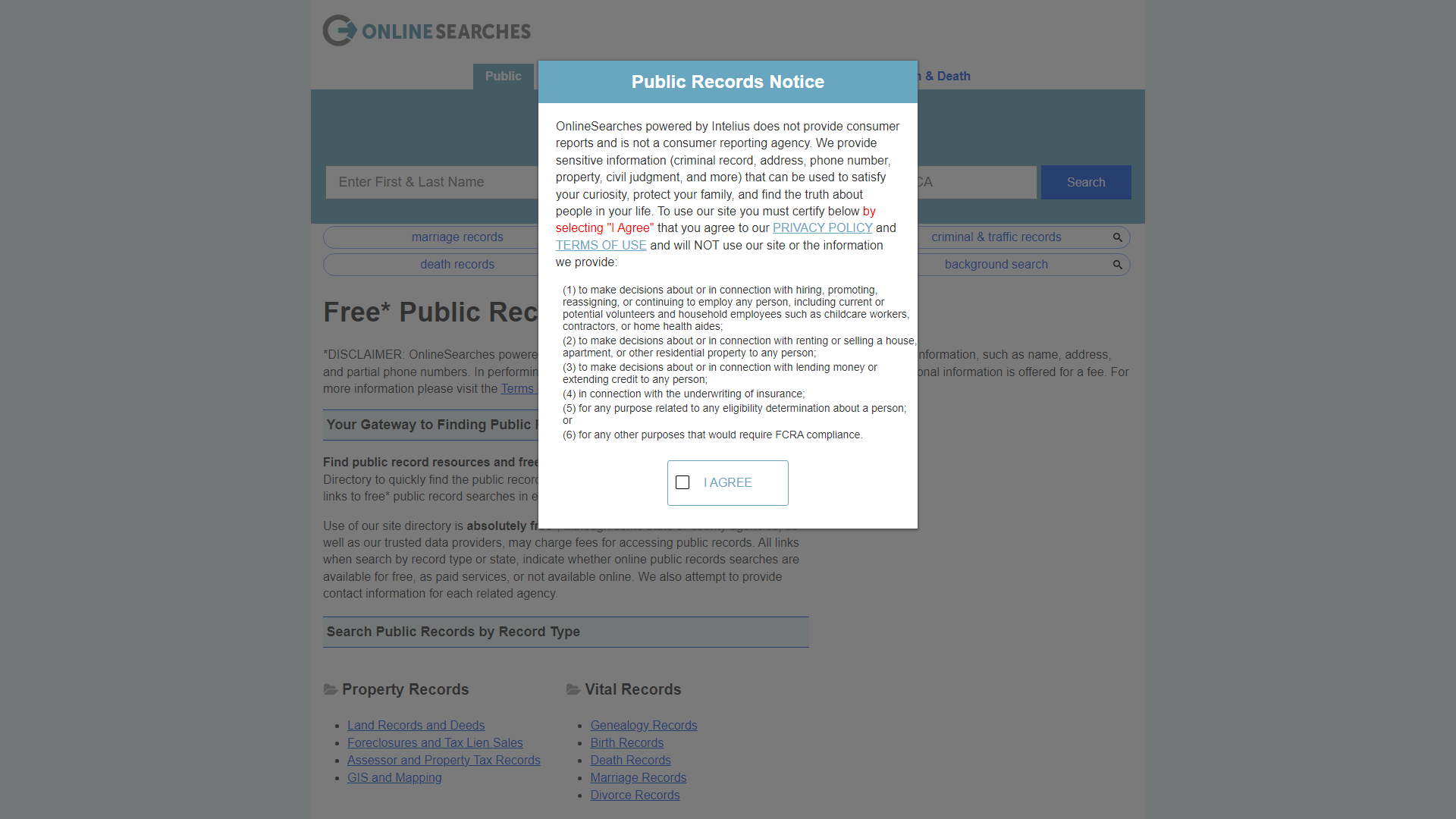 Free Public Records Directory | OnlineSearches.com