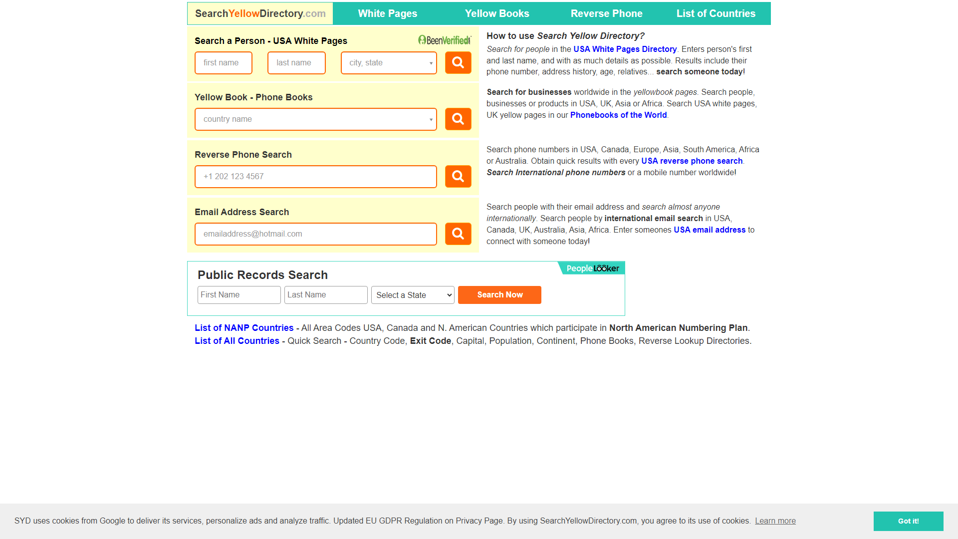 Search Yellow Book, Reverse Phone, Email Address Lookup
