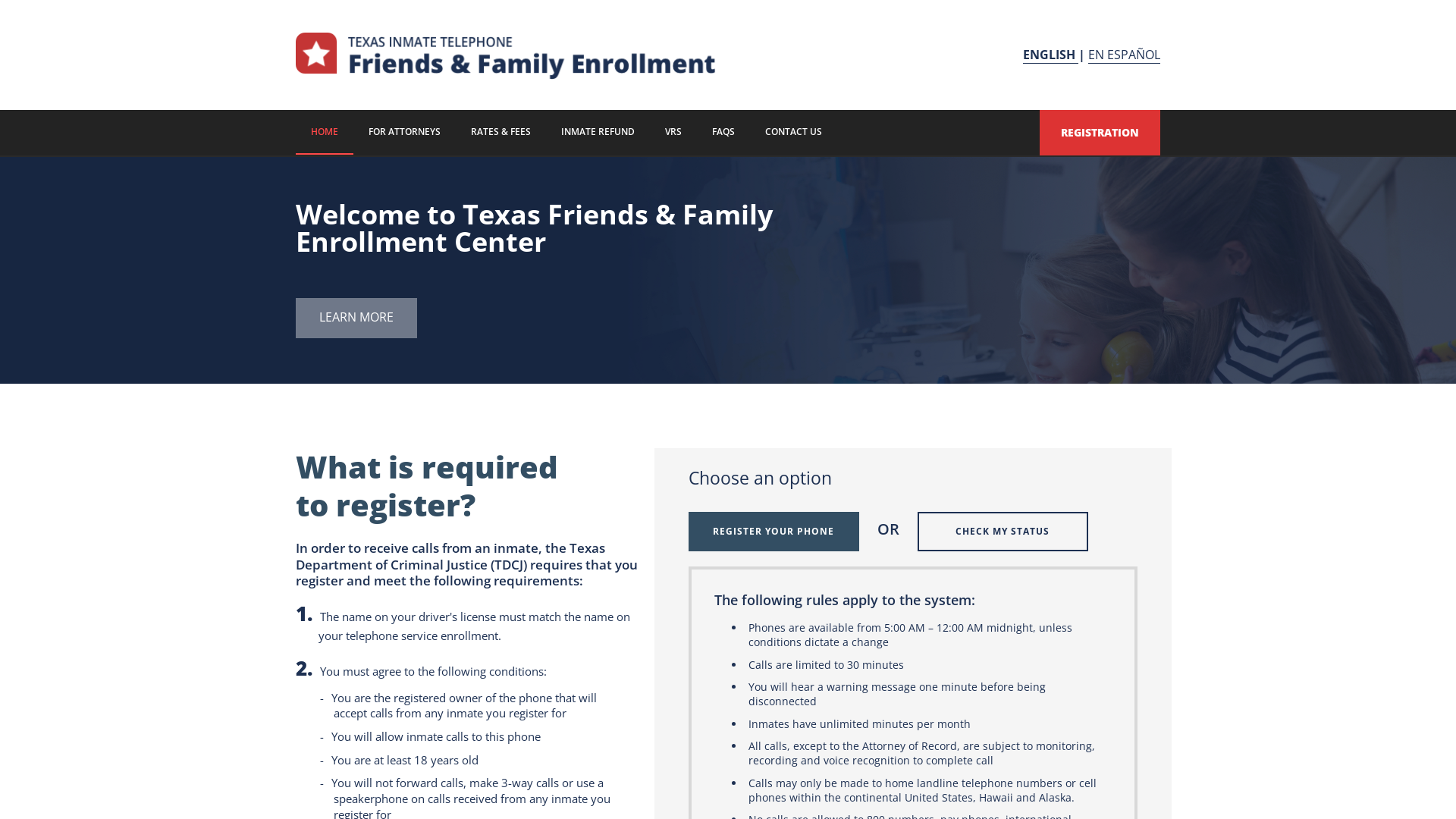 Texas offender telephone friends and family - Registration