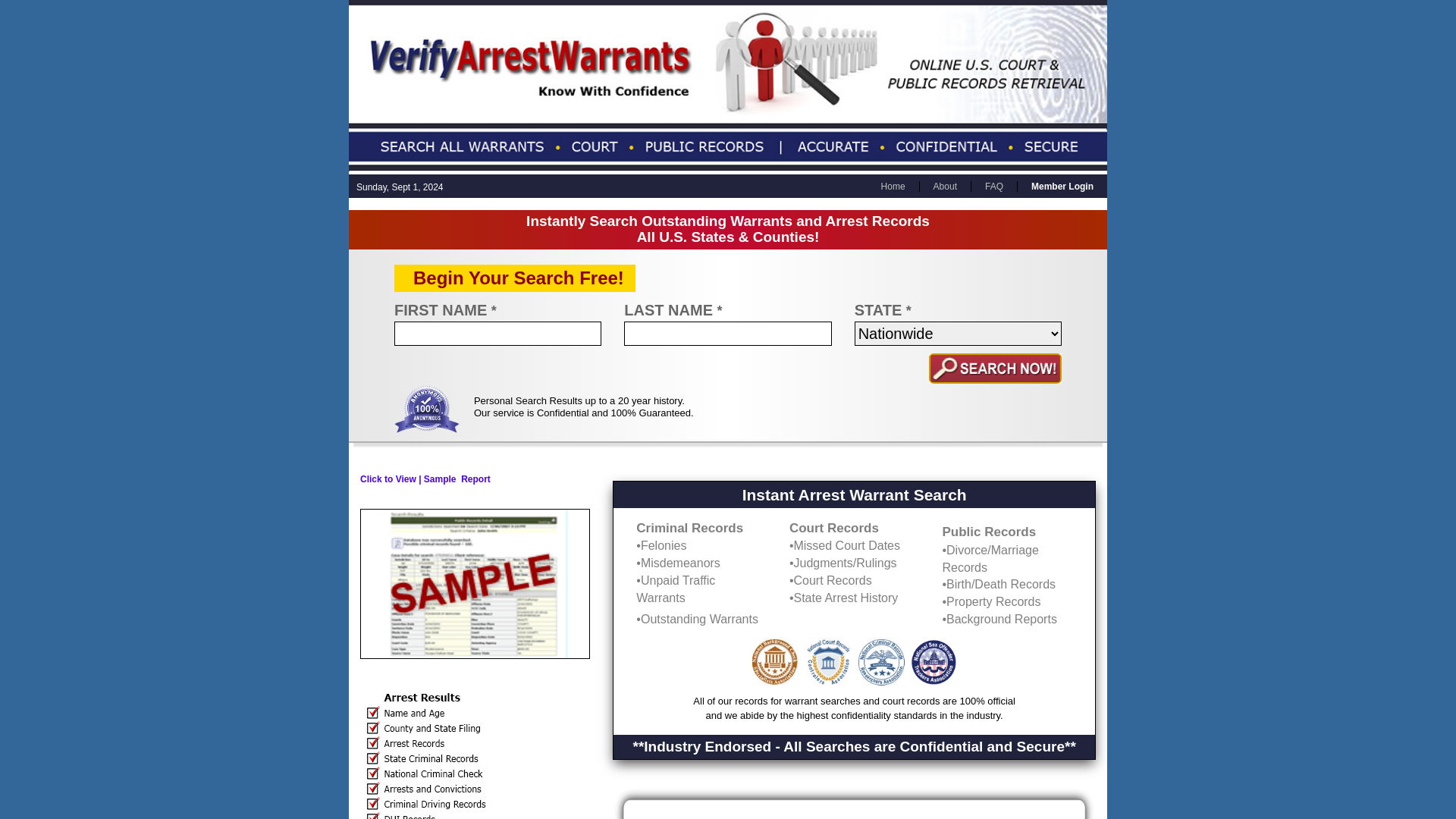 Arrest Warrant Search | VerifyArrestWarrants.com