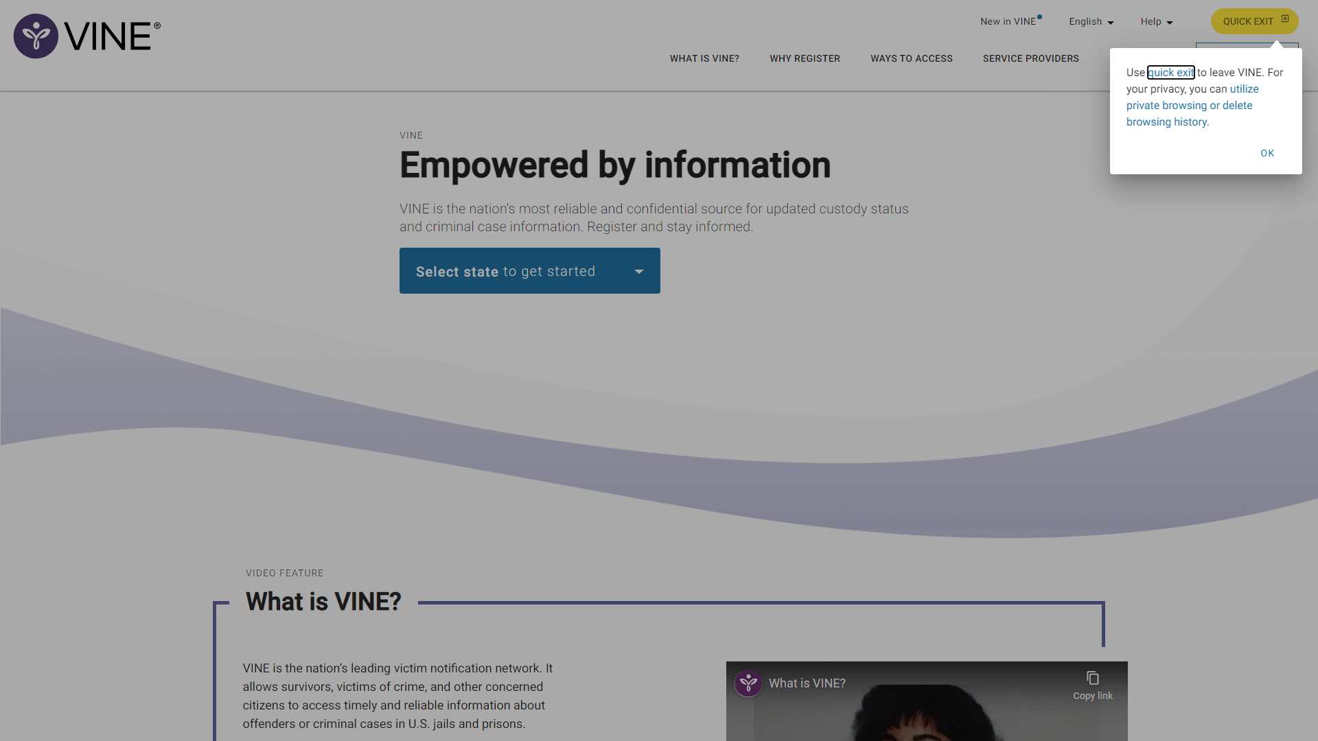 VINELink - Empowering Victims of Crime