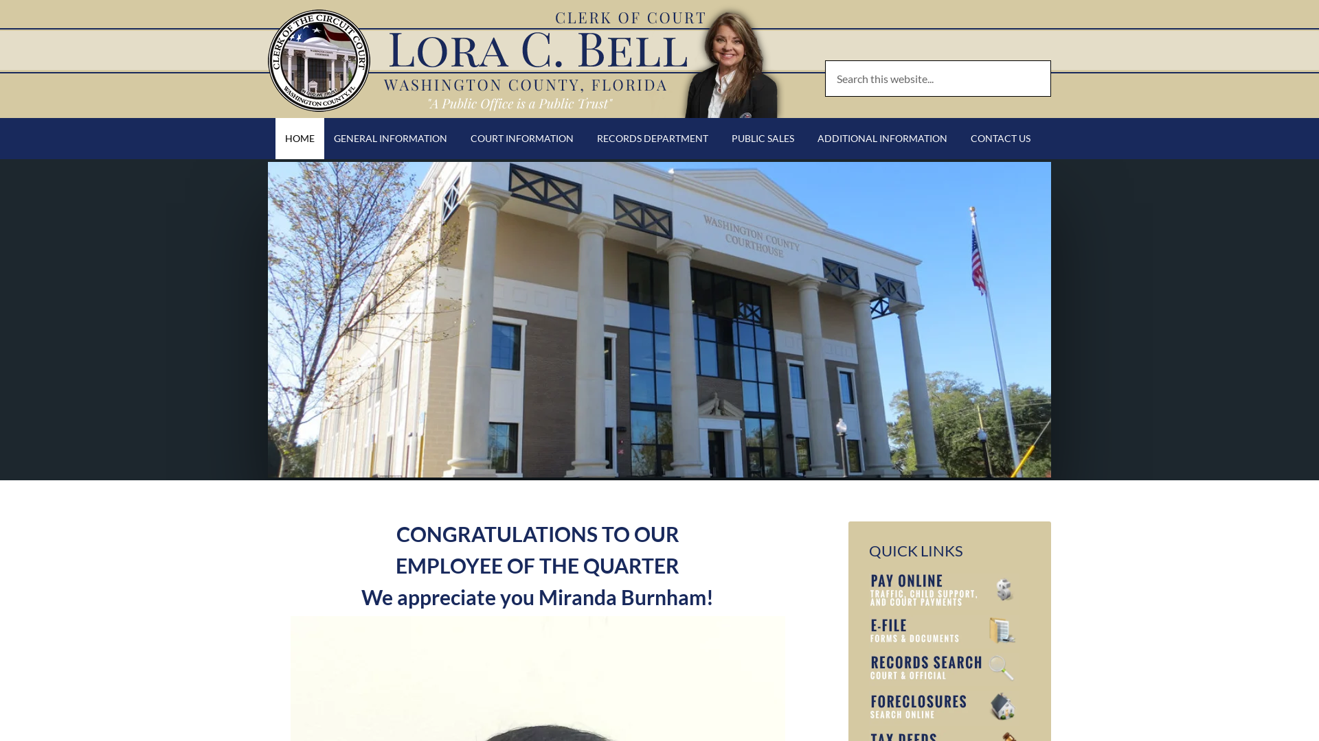 Washington County Clerk of Court – Lora C. Bell Clerk of Court Washington County Florida