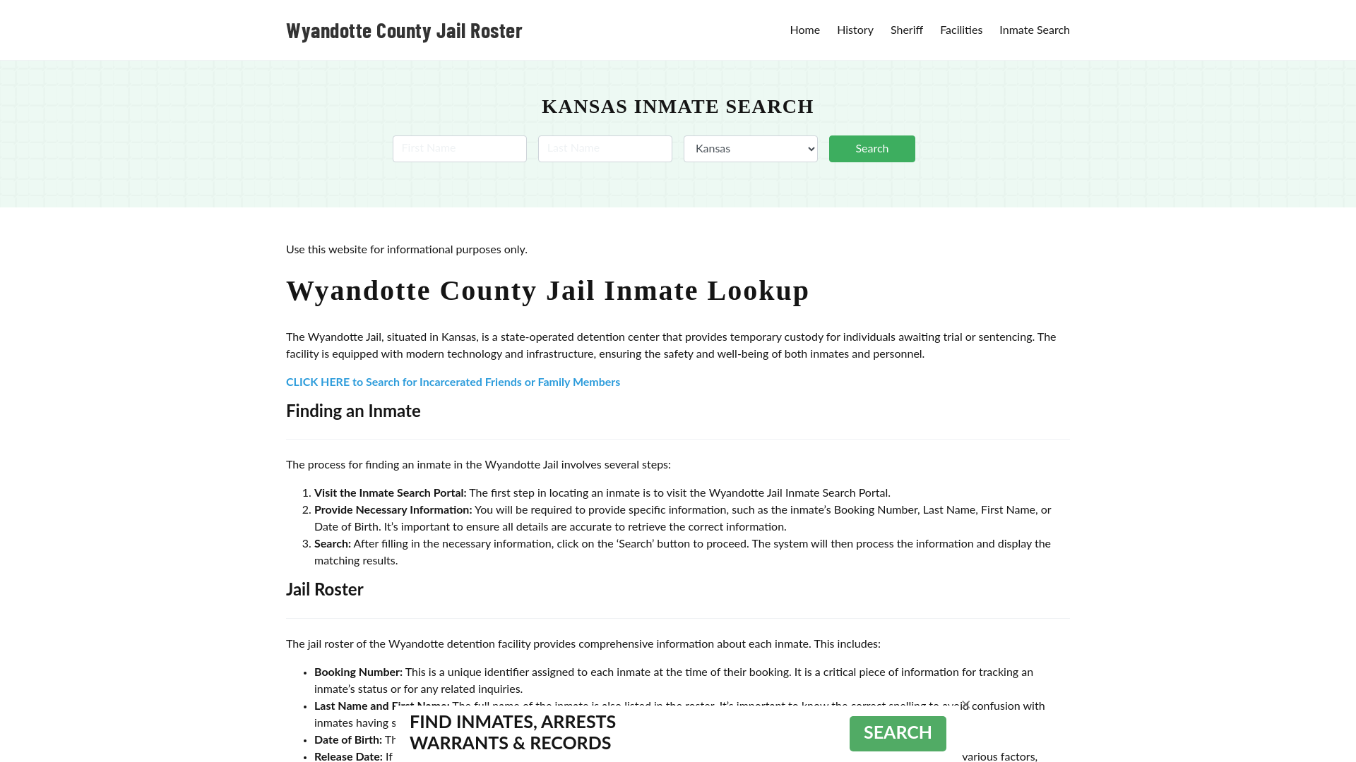 Wyandotte County Jail Roster Lookup, KS, Inmate Search