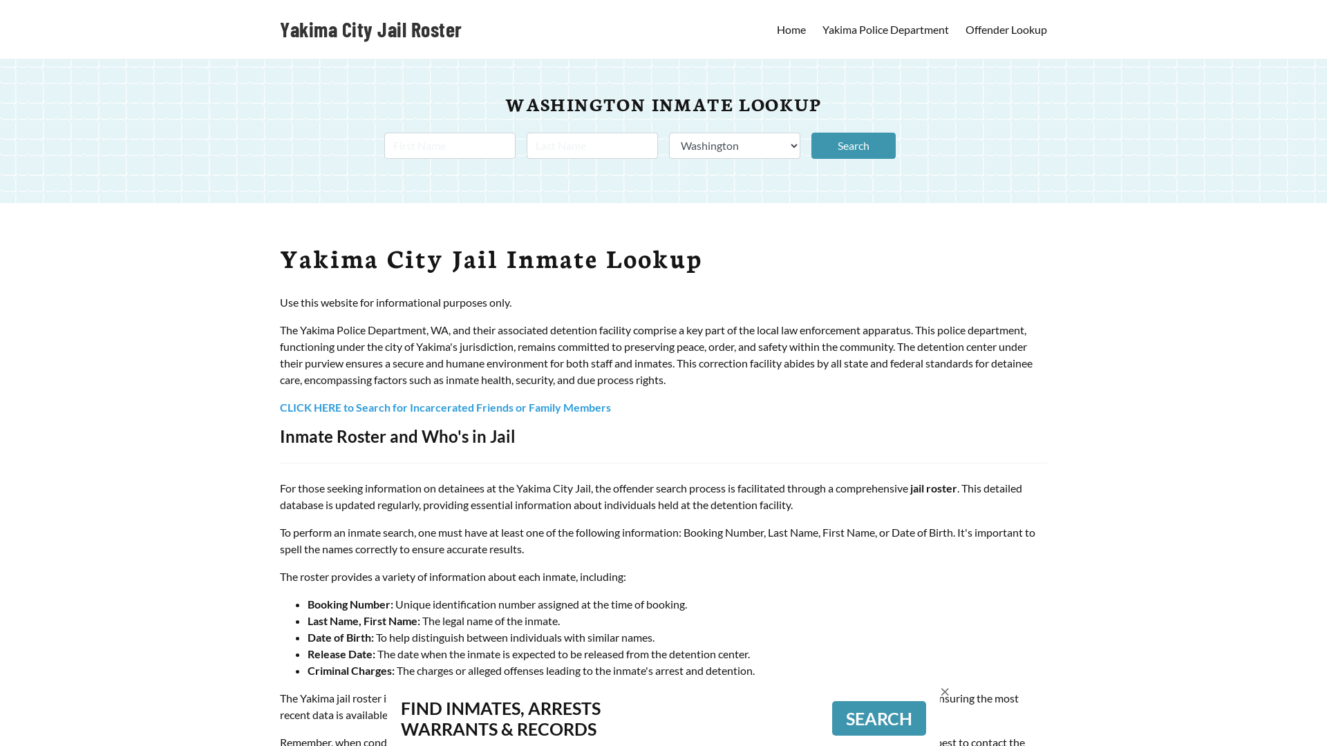 Yakima City Jail, WA Inmate Search, Jail Roster, Bookings