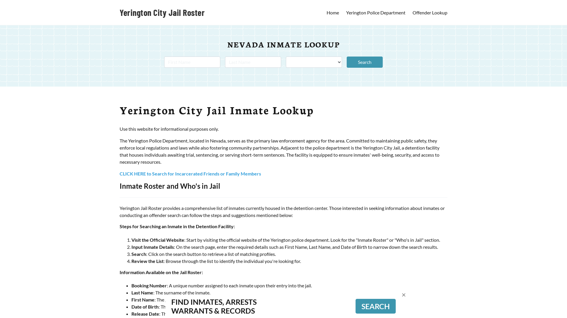 Yerington City Jail, NV Inmate Search, Jail Roster, Bookings