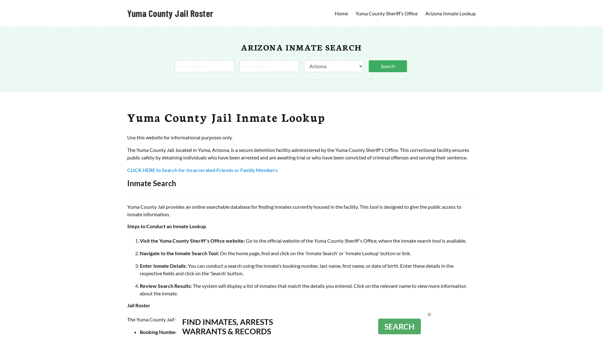 Yuma County Jail Roster Lookup, AZ, Inmate Search